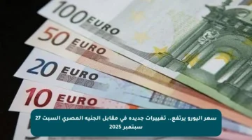 سعر اليورو يرتفع.. تغييرات جديدة في مقابل الجنيه المصري السبت 27 سبتمبر 2025